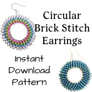 Circular Brick Stitch Earring Tutorial PDF Pattern (INSTANT DOWNLOAD)