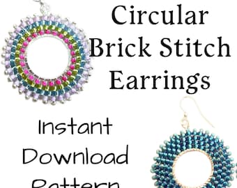 Circular Brick Stitch Earring Tutorial PDF Pattern (INSTANT DOWNLOAD)
