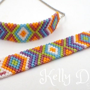 Odd Count Peyote Multi Color Diamond Bracelet PDF Pattern (INSTANT DOWNLOAD)