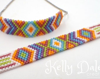 Odd Count Peyote Multi Color Diamond Bracelet PDF Pattern (INSTANT DOWNLOAD)