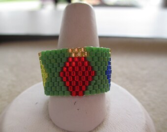 PDF Christmas Lights Ring Peyote Stitch Bead Weaving Tutorial (INSTANT DOWNLOAD)