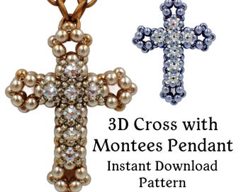 3D Cross with Montees Pendant PDF Jewelry Making Pattern (INSTANT DOWNLOAD)