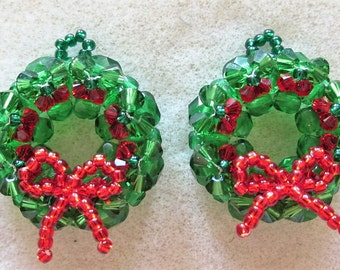 Christmas Wreath Earrings Pdf Tutorial Jewelry Making (INSTANT DOWNLOAD)