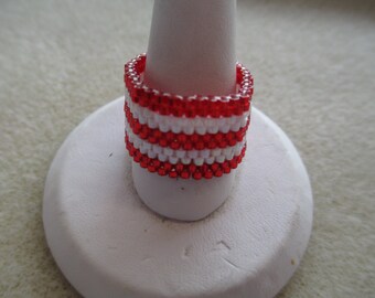 PDF Candy Cane Stripe Ring Peyote Stitch Bead Weaving Tutorial (INSTANT DOWNLOAD)