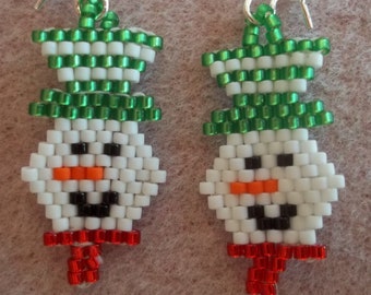 PDF Smiling Snowman Brick Stitch Bead Weaving Tutorial (INSTANT DOWNLOAD)