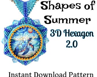 3D Hexagon 2.0 - Formen des Sommers Perlenmuster (Instant Download)