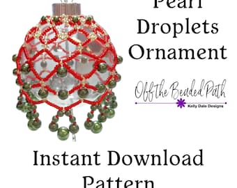 Pearl Droplets Christmas Ornament PDF Beading Patern (INSTANT DOWNLOAD)