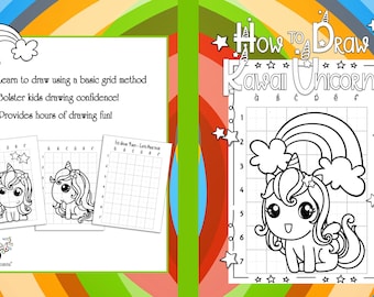 Cómo dibujar unicornios kawaii: un libro de actividades y dibujos paso a paso para que los niños aprendan a dibujar unicornios kawaii