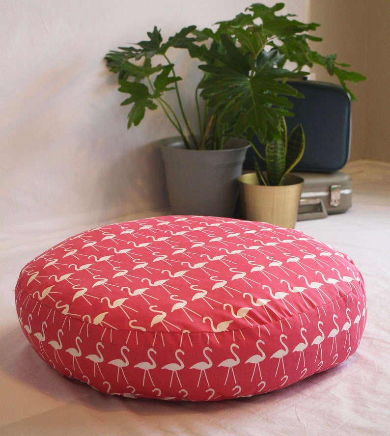 Large Round Floor Pillow Pink Flamingo Free Shipping With Etsy