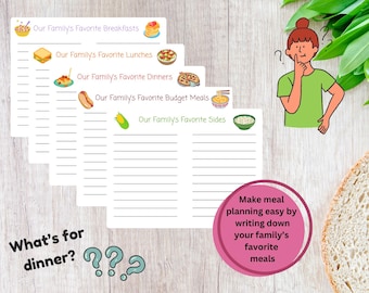Meal Planner, Family Favorite Meals, Meal Organizer