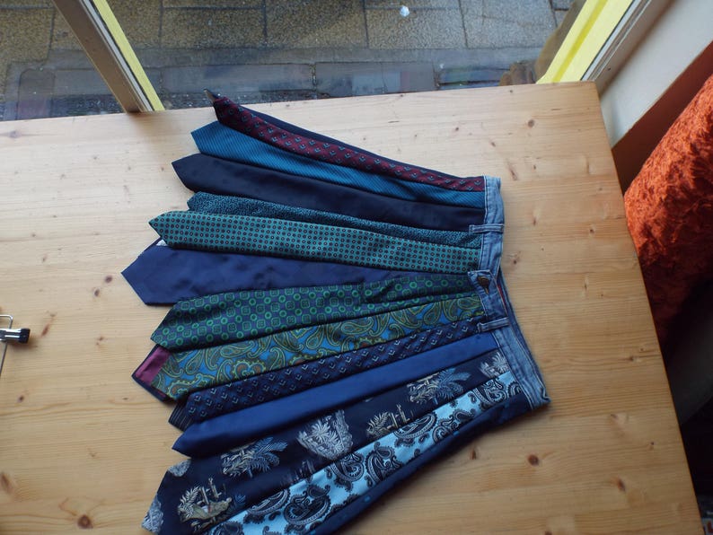 Tie Skirt Mid Length Flared Skirt Made From Mens Ties Unique Etsy