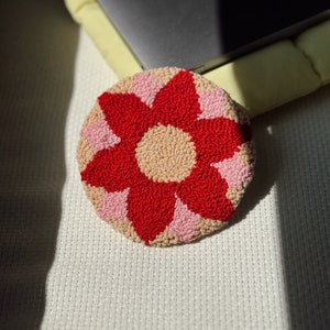 Poppy Punch Needle Coaster, Punch Needle Mug Rug, Handmade Mug Rugs, Handmade Coasters, Handmade Gifts