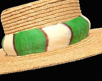 Hawaiian Feather Lei, Hat Band Lei Hulu Humu Papa, Diag