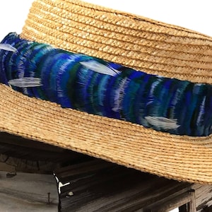 Hawaiian Feather Lei, Hat Band Lei Hulu Humu Papa, Diag White