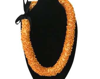 Golden 'Ilima Forever Lei, Hawaiian Ribbon Lei