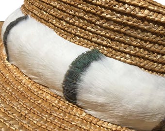 Hawaiian Feather Lei, Hat Band Lei Hulu Humu Papa, White, Dyed