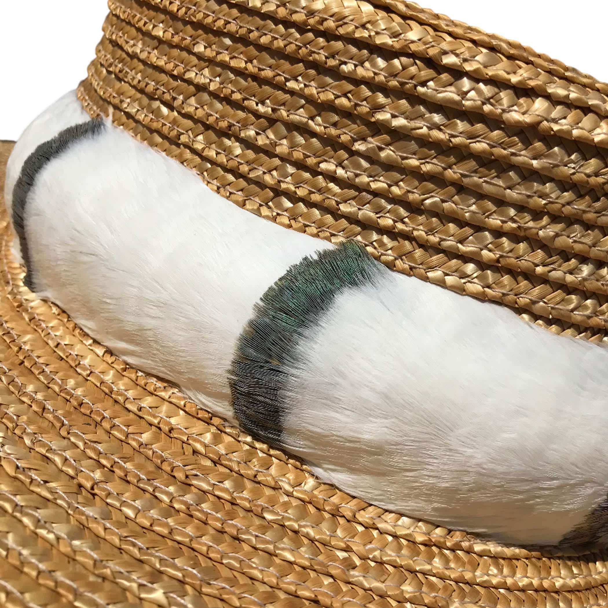 Hawaiian Feather Lei Hat Band, Lei Humu Papa - Blue Pheasant