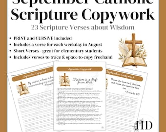 Katholische Schreibübungen im September | Weisheit ist ein Geschenk Gottes (Druck- und Schreibschrift) PDF