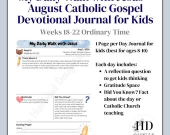 Katholisches Evangeliumsjournal für Kinder | Andachtsheft für August (Digitale Datei)
