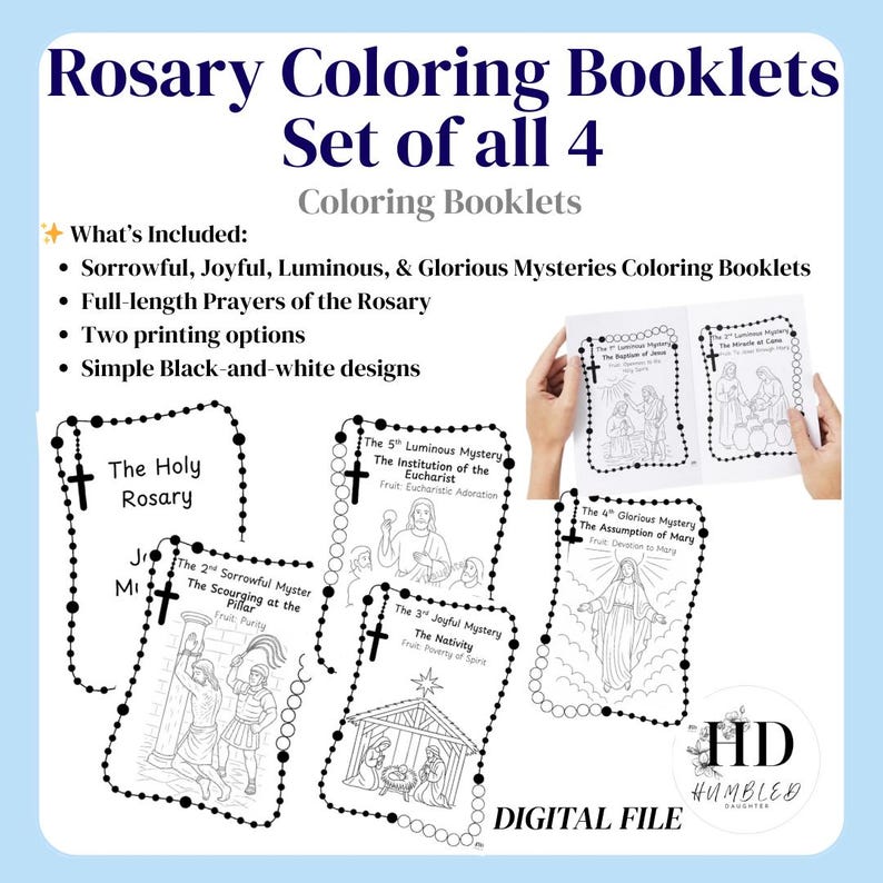 Rosary Coloring Booklets Bundle - Includes All 4 Sets of Mysteries! - Etsy