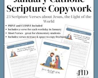 Katholische Schreibübungen im Januar | Jesus, das Licht der Welt (Druck- und Schreibschrift) PDF