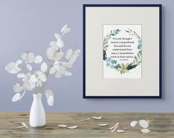 St. Faustina Zitat Print - Blumenkranz, vertraue deiner Barmherzigkeit (Digitaler Download)
