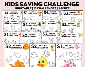 Kids Savings Challenge Printable | Savings Challenge Bundle | A6 Mini Savings Challenge | Money Saving Challenge | A6 Savings Challenge