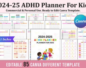 The Ultimate 2024 and 2025 ADHD Planner For Kids, ADHD Kids Planner, Adhd Kids School Tracker, Adhd Digital Planner Kids Routine Chart List
