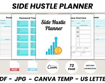 2025 Side Hustle Planner Canva Template | Side Hustle Planner 2025 Side Hustle Planner Side Hustle Side Hustle Business Business Planner