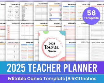 2025 Planner Template with Hyperlinked | Pink Digital Planner | Editable in Canva | Dated Digital Planner | Daily, Weekly, Monthly Planner