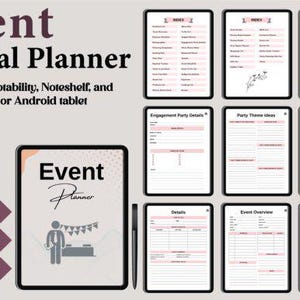 Event Planner, Event Planning Template, Digital Event Planning Book, Party Checklists, iPad Planner, Acrobat, GoodNotes Planner, Minimalist