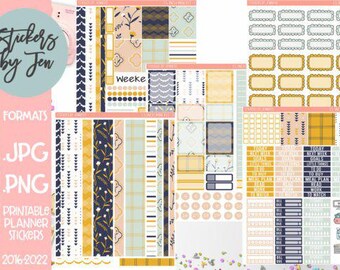 Fall Printable Planner Stickers, Vertical Weekly Kit, Autumn Stickers, Watercolor Stickers, For Erin Condren LifePlanner