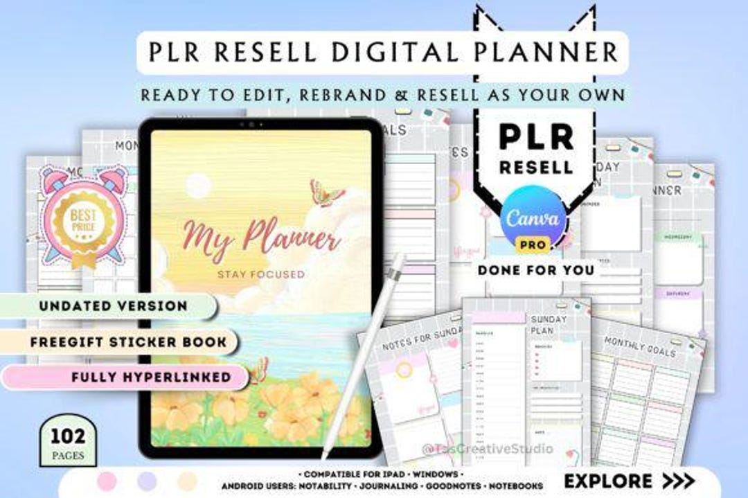 Canva Editable ADHD Planner - PLR Planner Template With Hyperlinked ...