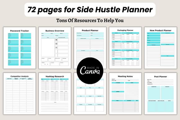2025 Side Hustle Planner Canva Template | Side Hustle Planner 2025 Side ...
