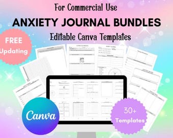 ANXIETY JOURNAL | Mental Health Journal | Therapy Journal | Anxiety Relief | Mood Tracker | Mindfulness Self Care Wellness Gratitude Healing