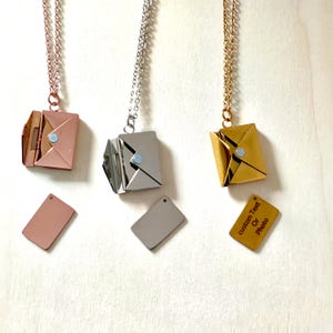 Personalised Envelope Necklace – Hidden-Message Locket Pendant – Custom Text or Photo – Gift for Her