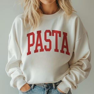 Pasta Sweatshirt Unisex, Spaghetti Crewneck, Gift for Pasta Fans and Italian Foodies, Trendy Varsity Style Sweater, Cozy Fashion for Foodies
