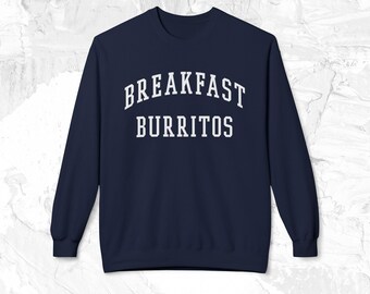 Sudadera unisex con diseño de burrito de desayuno, divertida sudadera de cuello redondo para brunch, ideal para amantes de la comida mexicana. Suéter estilo universitario.