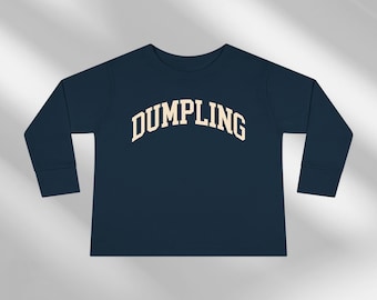 Dumpling Kids Tee Unisex, Cute Foodie Shirt, Toddler Birthday Gift, Long Sleeve Youth T-shirt for Asian Food Fan, Children Varsity College