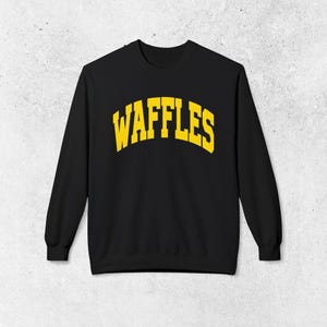 Felpa unisex con stampa Waffles, girocollo con scritta &quot;Colazione Fan Food&quot;, regalo per gli amanti del brunch, maglione universitario