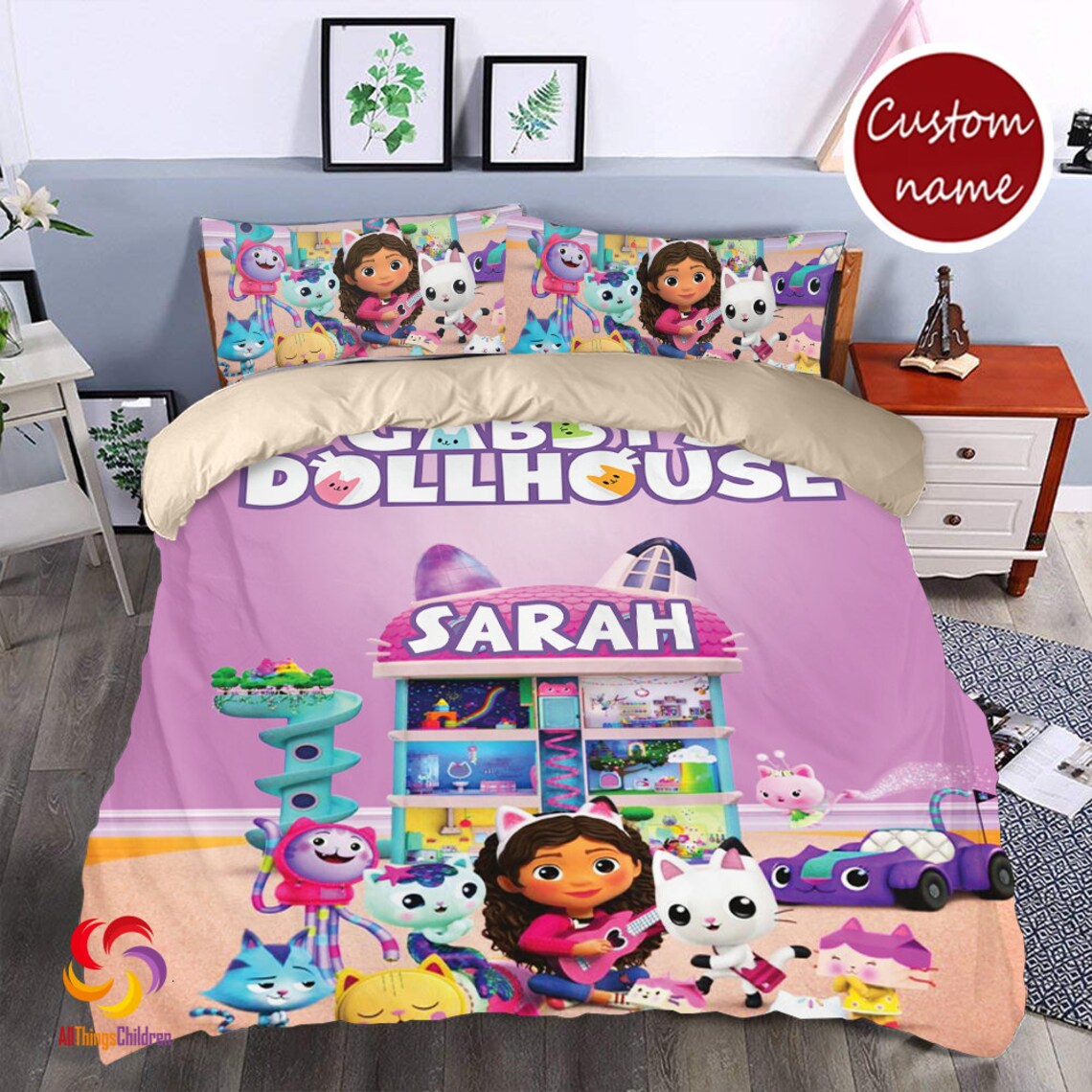 Personalized Gabby's Dollhouse Bedding Set Gabby's Etsy