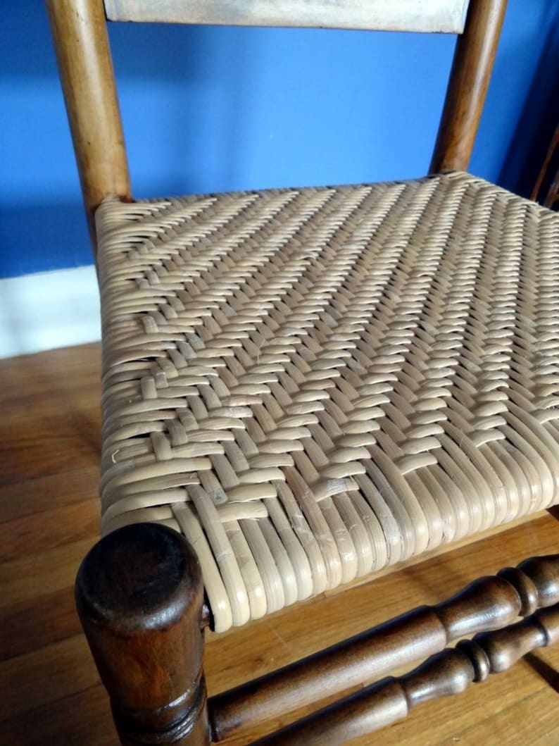 Early 1800's Wooden Chair With Cane Herringbone Woven Seat Etsy