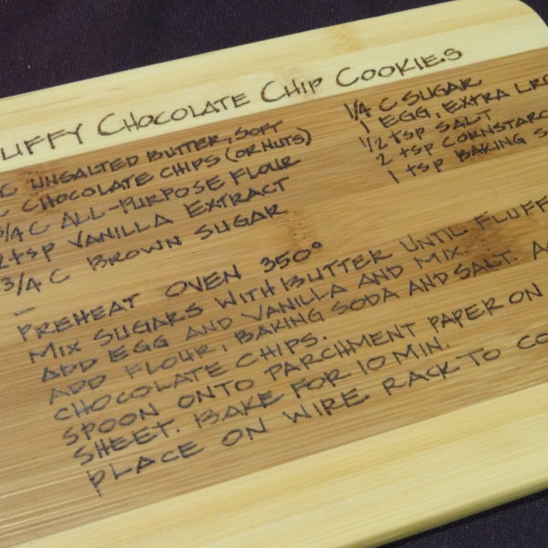 Custom order for wood burned dual color BAMBOO cutting board - small