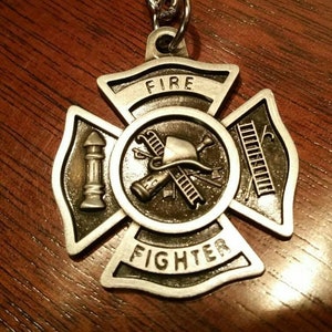 Firefighter Key chain | Personalized Fireman Keychain | Personalized Keychain | Engraved Keychain | Maltese Cross  | Firefighter | Fireman