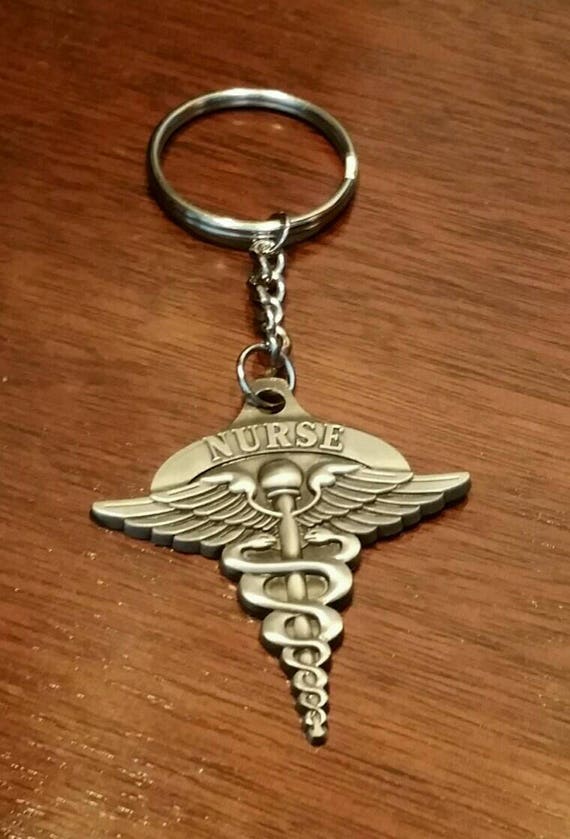 Nurse Keychain Personalized Nurse Keychain Nurses Caduceus Etsy