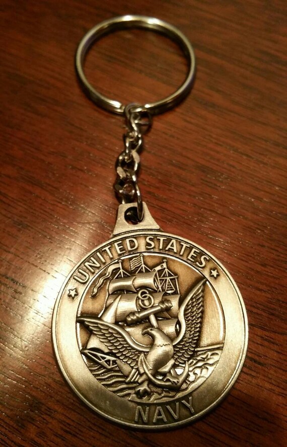 Personalized Navy Keychain Navy Keychain Personalized Etsy