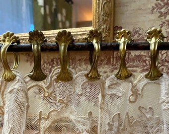 Vintage Brass Café Curtain Clips in Different Size Choices