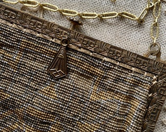 Antike Französische Stahl Micro Perlen Geldbörse.