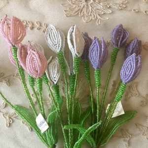 Vintage New Old Stock French Beaded Flower Buds