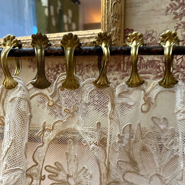 Vintage Brass Café Curtain Clips in Different Size Choices